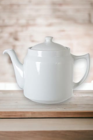 Porselen Tek Demlik Kahveci Model Bitki Demleme Beyaz 1250ml