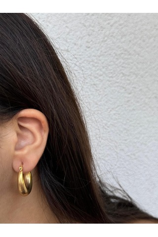 Bombe Formlu Altın Renk Halka Küpe Klasik Ve Zamansız Şıklık Altın