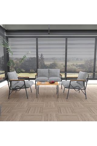 Doruk Home Balkon, Bahçe, Cafe, Metal Kanepe Koltuk Takımı , Bahçe Mobilyası, 70x40 Sehpalı - 211 Orta Gri