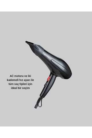 Profesyonel Saç Kurutma Makinesi Ac Motor, Soğuk Üfleme, 2 Hız Kademesi