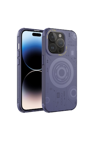 Apple Uyumlu iPhone 14 Pro Max Uyumlu Zore Wireless Şarj Özellikli Desenli Hot Kılıf-derin Mor Derin Mor -