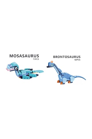 2'li Dinozor Lego Uyumlu Blok Seti - Mosasaurus & Brontosaurus Eğitici Yapboz Oyuncak 135 Parça