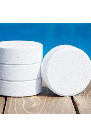 GEMAŞ 2 Adet Gemaş Tabchlor Multi 10 Kg 20 Kg %90 Tablet Klor - %90 Chlorine Multifunctional Tablets - Stabilize Triklor Tableti 200 Gr