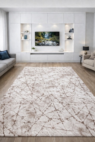 Sarar 6 M² Lastiksiz Halı Örtüsü Zikzaklı Desen Kahverengi