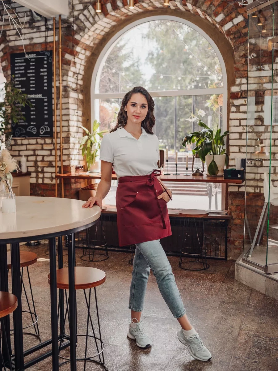 Valiver Önlüksüz, Kemerli Kısa Garson Önlüğü 68551284 Bordo