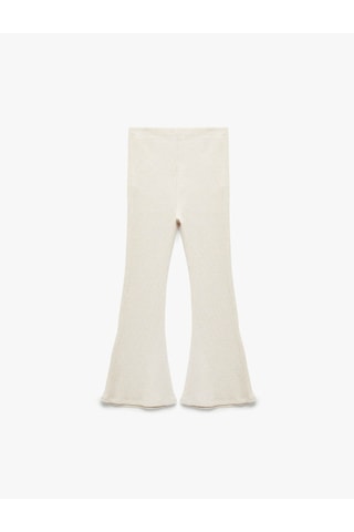 Koton Viskon Karışımlı Kaşkorse Slim Fit İspanyol Paça Bej Kız Çocuk Pantolon 6wkg40038ak Bej