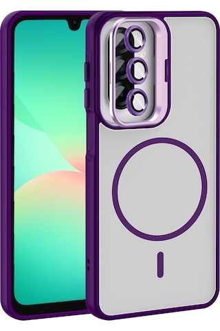Galaxy Uyumlu A17 Kılıf Standlı Ve Kamera Lens Ardx Etro Kapak - Derin Mor Derin Mor