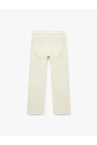 Koton Pamuklu Cepli Düğmeli İspanyol Paça Crop Jean Pantolon - Kick Flare Jeans Kırık Beyaz 6sal40051mw Ekru