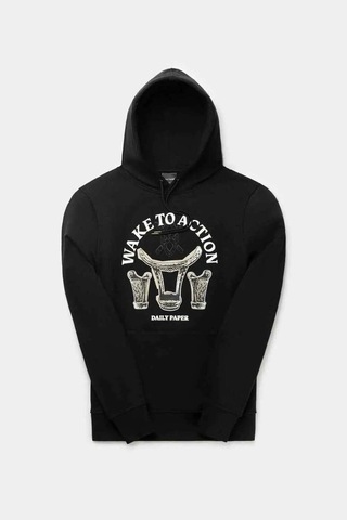 Daily Paper Rivo Hoodie: Rahat Fleece Kapüşonlu Sweatshirt, Iki Renk Seçeneğiyle Siyah