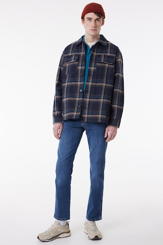 Wrangler Loose Fit Rahat Kesim Lacivert Ekoseli Shacket Ceket W232406410 Lacivert