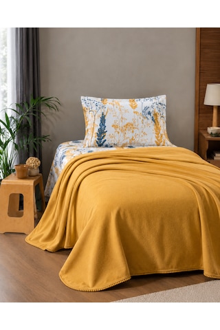 Kapreo Home Kristal Lusso Tek Kişilik 3 Parça Pike Takımı 160 X 230 Hardal