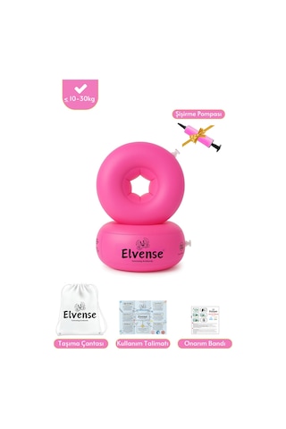 Elvense Çocuk Yüzme Kolluğu Seti 10-30 Kg Pompalı + Taşıma Çantalı Pembe