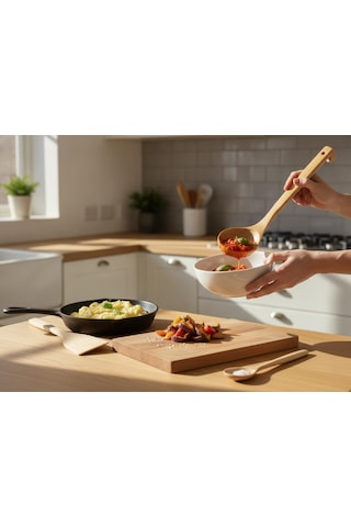 Doğal Akçaağaç 4 Parça Mutfak Seti Premium Ahşap Kaşık, Spatula Ve Servis Kepçesi Zindeliklı Ve Ergono Diğer