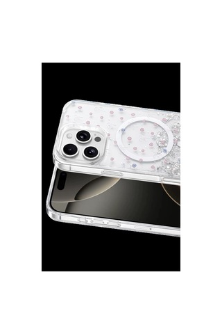 Onegif Apple İphone Uyumlu 16 Pro Max Misk Simli Magsafe Kapak - Desen 1 Çok Renkli