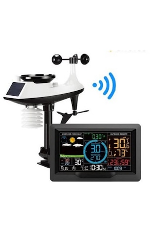 Kablosuz Dijital Hava İstasyonu Sıcaklık, Nem, Rüzgar Ve Yağmur Ölçer Lcd Ekranlı