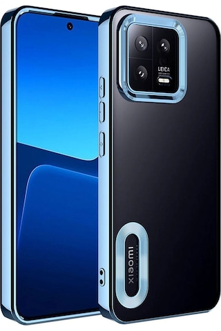 Xiaomi Mi 13 Kılıf Kamera Korumalı Logo Gösteren Zore Omega Kapak Mavi