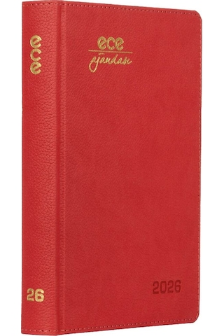Ece Ajandası Kemer 2026 Kırmızı - Günlük Çizgili Sert Kapak 14x20 Kırmızı