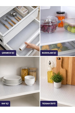 Beylini%100 Eva Şeffaf Raf Örtüsü 2 Mt X 30 Cm Kesilebilir Buzdolabı Çekmece Raf İçi Tezgah Üstü Kaplama Su Ge