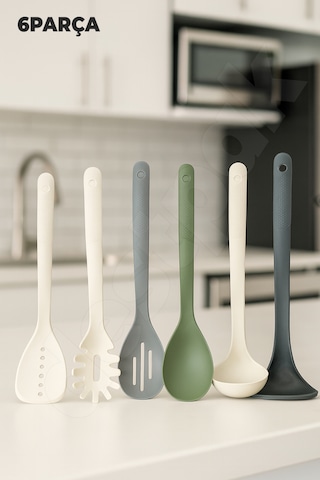 6 Parça Mıknatıslı Servis Seti - Hem Dekoratif Hem Pratik - Kendinden Standlı - Plastik Servis Seti Çok Renkli