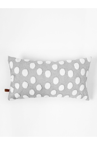 Bohem Özel Tasarım Punch Panç Desen Dekoratif Dikdörtgen Kırlent Kılıfı 28x50 cm Point Gri