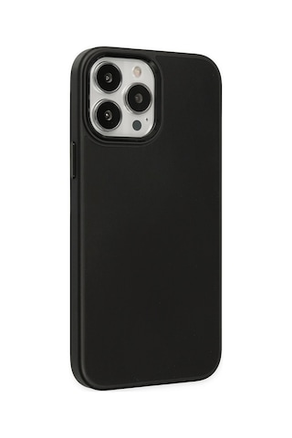 Newface - 520 - Apple iPhone Uyumlu 13 Pro Max Kılıf Asya Deri Silikon - Csmo-tex - - Siyah