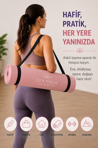 6 Mm Tpe Yoga Matı Kaymaz Çift Renkli Pilates Fitness Minderi Pembe