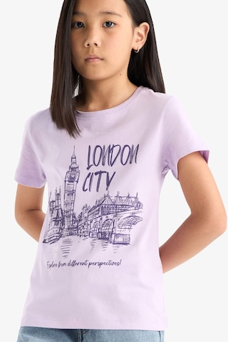 Defacto Kız Çocuk Bisiklet Yaka Baskılı Kısa Kollu Tişört E0349a825smpr143 Mor