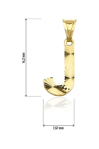 Fiyonk Kuyumculuk 14 Ayar Altın Mini Shine Kolye Ucu J Harfi 001