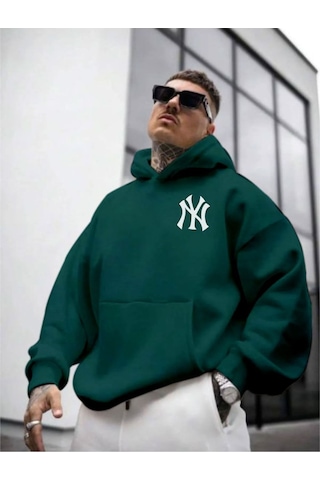 Altamira Erkek Ön Arka Ny Baskılı Kapüşonlu Sweatshirt 001