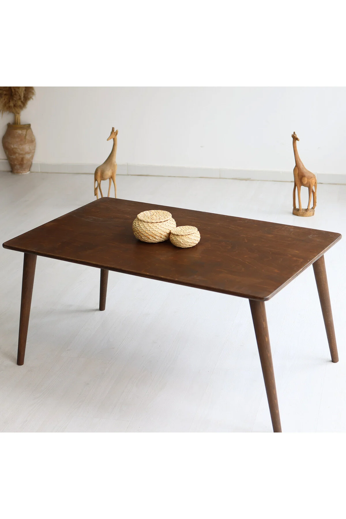 Furnirem Oval Orta Sehpa, Modern Tasarım 55x34 Cm Koyu Ceviz