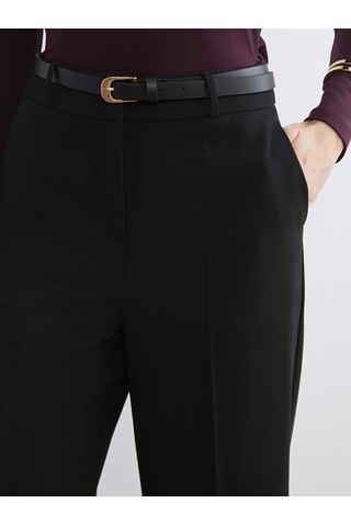 Lcwaıkıkı Classic Siyah Beli Kemerli Geniş Paça Kadın Pantolon