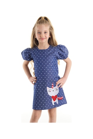 Denokids Kedicorn Kız Elbise Lacivert