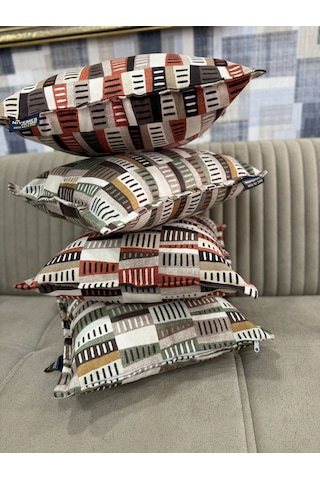 Nivemeshome Ritim 02 Kiremit 45x45 Dolgulu Kırlent Kılıfı Kiremit