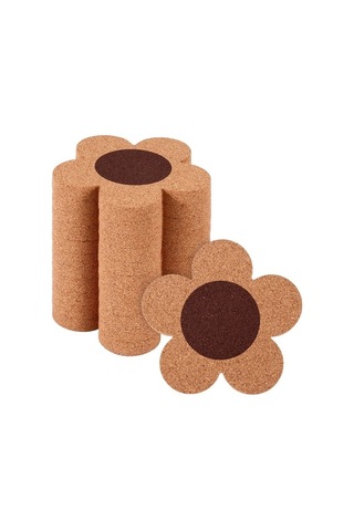 Ulzyvf Tarzı Seti Mantar Mantar Kalın Kahverengi Çiçek Bardak Bardak Altlıkları Altlığı Adet 12 Sv Kahverengi