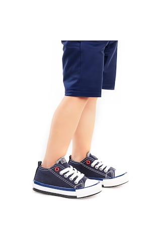Kiko Kids Tinna Bağcıklı Erkek Bebek Keten Spor Ayakkabı Lacivert