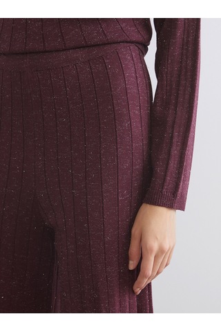 Lcwaıkıkı Classic Mürdüm Beli Lastikli Geniş Paça Kadın Triko Pantolon