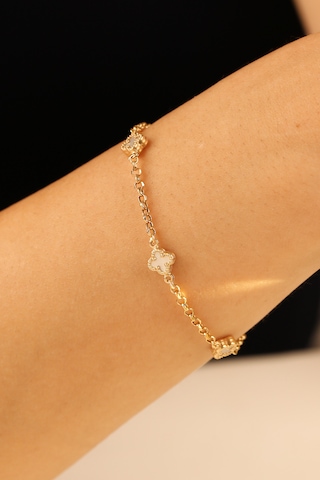 Çiğdem Gürel Kuyumculuk 3'lü Beyaz Yonca Altın Bileklik Şans Sembolü Zarif Tasarım Altın