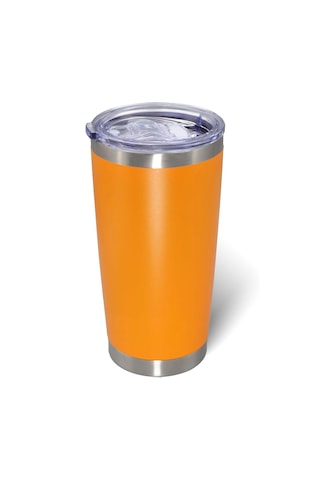 Forzacase Çift Katmanlı Paslanmaz Çelik Pipet Girişli 600ml Sıcak Soğuk Tutan Bardak Termos Mug - Fc1142 Turuncu