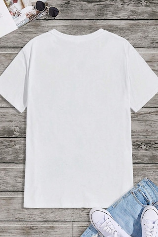 Erkek Boğa Silüet Baskılı Oversize Tshirt Beyaz