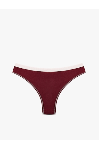 Koton Rahat Kalıp Pamuklu Renk Kontrastlı Baskılı Brazilian Külot Bordo 7wlk30146mk