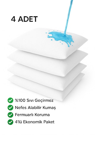Oznhome Yastık Alezi 4 Adet Beyaz