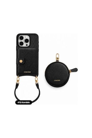 Hera Apple Uyumlu iPhone 16 Pro Max Uyumlu Mini & Magsafe Cüzdan, Bileklik, Kılıf 4'lü Siyah Set - By Bero Lina