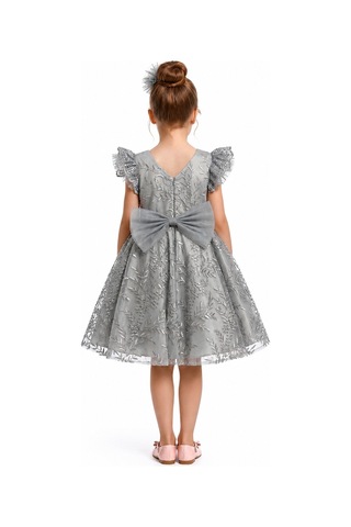 Mnk Baby & Kids Floare Kız Çocuk Abiye Elbise M00850 Gri