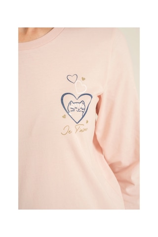 Angbutik Rolypoly Rp3902-s Kadın Uzun Kol Pijama Takım Pudra