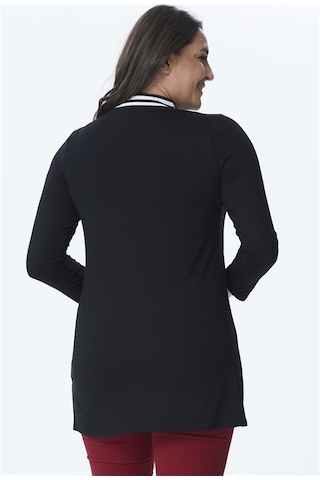 Ribana Yakalı Örme Tunik Siyah