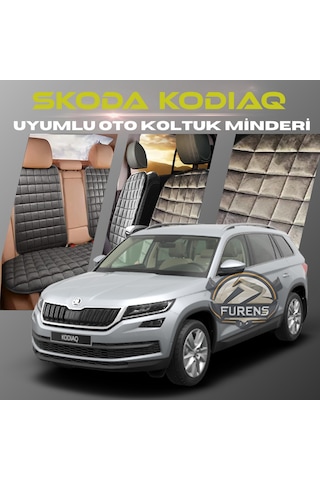 Skoda Kodiaq Antrasit Tay Tüyü Cepli & Terletmez Sırtlı Oto Koltuk Minder Seti - Koruma Kılıfı Ön & Arka Set