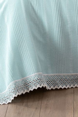 %100 Pamuk Çift Kişilik İki Renkli Kopanaki Dantelli Waffle Pike-210x230 Cm-bebe Mavisi Bebe Mavisi