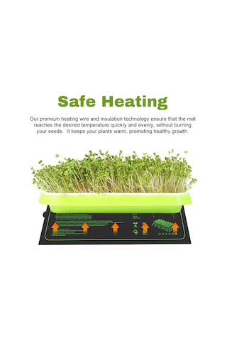 Jeehugo Fantezi Bitki Isıtıcı Matı - 25x53.5cm Sıcaklıklı Fide Çimlendirme, Su Geçirmez Pvc, 230v Euro Şarjı, Bitki Büyüme İçin Enerji Verimli Siyah