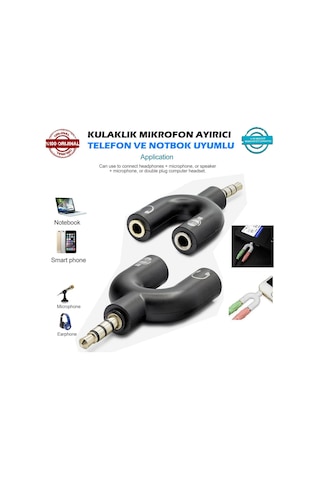 Stereo 3.5Mm Aux Kulaklık ve Mikrofon Ayırıc Aparatı
