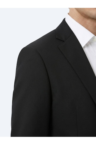 Kip Siyah Mikro Regular Fit Yün Karışımlı Takım Elbise